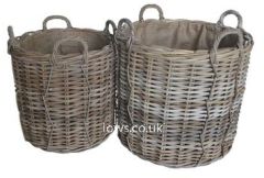Round Baskets with 4 Ear Handles & Jute Liner (Available in 2 Sizes)