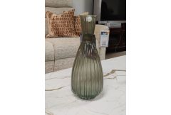 Priya Ribbed Tapered Taupe Vase Small - Clearance