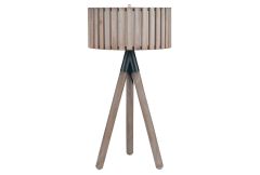 Slatted Antique Wood Tripod Table Lamp